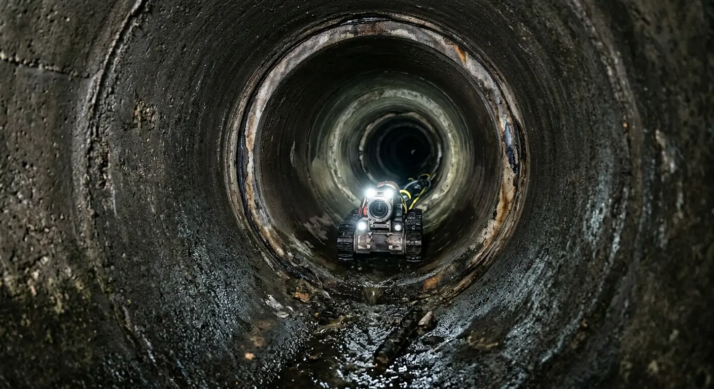 Robotic sewer camera inspecting pipe interior for Sewer Line Cleaning in Marion